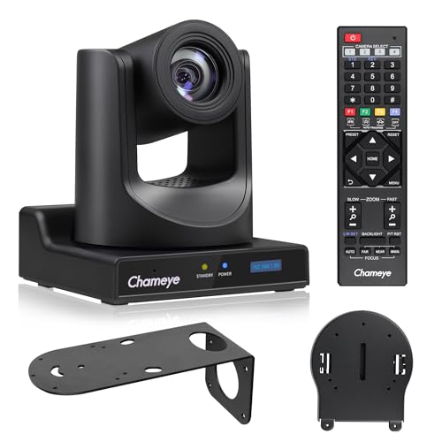 Chameye HDMI PTZ Kamera 20x Optischer Zoom AI Auto Tracking PTZ Kamera mit LCD Display, HDMI 3G-SDI IP 1080P 60fps PoE Live Streaming PTZ Kamera für Kirche Anbetung Bildung Ereignisse, C720 Schwarz von Chameye