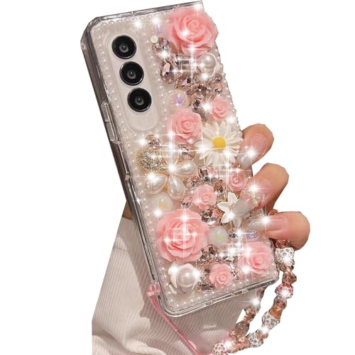 Changjia Glitzer-Schutzhülle für Samsung Galaxy Z Fold 7, niedlich, luxuriös, 3D-Glitzer, Kristall, Strass, Blumen, Diamantperlen, Edelsteine mit Umhängeband, Handgelenkschlaufe, für Damen und Mädchen Changjia Glitzer-Schutzhülle für Samsung Galaxy Z Fold 7, niedlich, luxuriös, 3D-Glitzer, Kristall, Strass, Blumen, Diamantperlen, Edelsteine mit Umhängeband, Handgelenkschlaufe, für Damen und Mädchen von Changjia