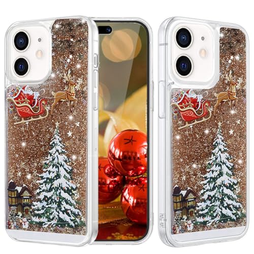 Changjia Glitzer Weihnachten Hülle für iPhone 12, niedlicher Weihnachtsbaum, Weihnachtsmann, Elch, flüssig, fließend, schwimmend, beweglich, glitzernd, transparent, TPU, Stoßfest, für Frauen und Changjia Glitzer Weihnachten Hülle für iPhone 12, niedlicher Weihnachtsbaum, Weihnachtsmann, Elch, flüssig, fließend, schwimmend, beweglich, glitzernd, transparent, TPU, Stoßfest, für Frauen und von Changjia