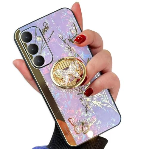 Changjia Schutzhülle für Samsung Galaxy A55 5G mit Ständer, niedlicher Glitzer, Glitzer, Strass, Schmetterling, Ringhalter, Marmor, Blumenmuster, TPU-Stoßdämpfer, stoßfeste Handyhülle für Damen und Changjia Schutzhülle für Samsung Galaxy A55 5G mit Ständer, niedlicher Glitzer, Glitzer, Strass, Schmetterling, Ringhalter, Marmor, Blumenmuster, TPU-Stoßdämpfer, stoßfeste Handyhülle für Damen und von Changjia
