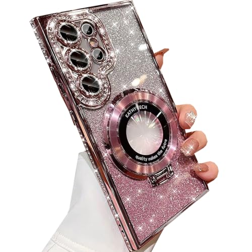 Changjia Schutzhülle für Samsung Galaxy S25 Ultra, magnetischer Ständer, Glitzer-Hülle, kompatibel mit Magsafe, niedliche glitzernde Strasssteine, mit Kameraschutz, für Damen und Mädchen, Rosa Changjia Schutzhülle für Samsung Galaxy S25 Ultra, magnetischer Ständer, Glitzer-Hülle, kompatibel mit Magsafe, niedliche glitzernde Strasssteine, mit Kameraschutz, für Damen und Mädchen, Rosa von Changjia