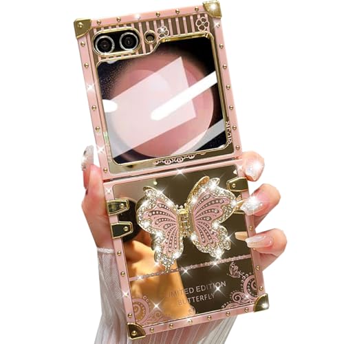 Changjia Schutzhülle für Samsung Galaxy Z Flip 6 5G, Glitzer, mit Ständer, niedlich, luxuriös, glitzernde Strasssteine, Schmetterling, Ständer, spiegelnde Rückseite, elegant, stoßfest, für Damen und Changjia Schutzhülle für Samsung Galaxy Z Flip 6 5G, Glitzer, mit Ständer, niedlich, luxuriös, glitzernde Strasssteine, Schmetterling, Ständer, spiegelnde Rückseite, elegant, stoßfest, für Damen und von Changjia