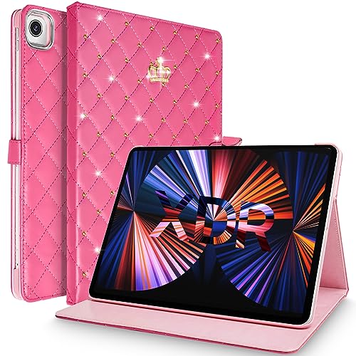 Changjia iPad Air (3rd Gen) 10,5 Zoll 2019 / iPad Pro 10,5 Zoll 2017 Hülle, Crown Bling Strass PU Leder Elegant Smart Auto Sleep/Wake Stand Stoßfest Schutzhülle für Apple iPad 10,5 Zoll (Hot Pink) von Changjia