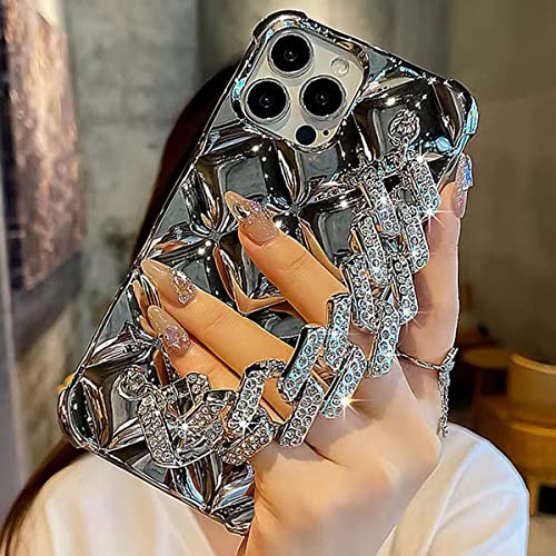 Changjia Schutzhülle für iPhone 14 Pro Max, Glitzer-Diamant-Hülle mit Handgelenkschlaufe, mädchenhaft, niedlich, glitzernd, glänzend, stoßfest, weich, für Damen, 17 cm (6,7 Zoll), Silberfarben Changjia Schutzhülle für iPhone 14 Pro Max, Glitzer-Diamant-Hülle mit Handgelenkschlaufe, mädchenhaft, niedlich, glitzernd, glänzend, stoßfest, weich, für Damen, 17 cm (6,7 Zoll), Silberfarben von Changjia