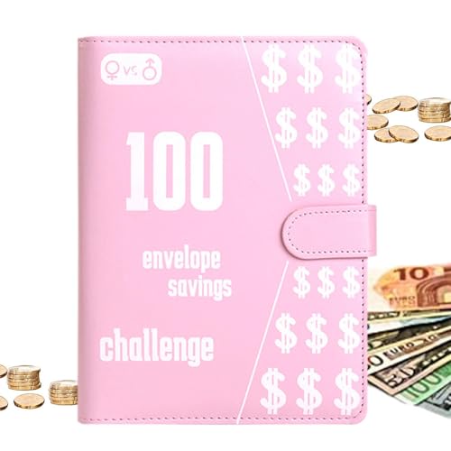 Umschlag-Challenge-Ordner | 100 Umschläge Geldspar-Herausforderung | Sparbuch und Herausforderungen | Sparbuch im A5-Format mit Geldumschlägen | Budget-Binder-Planerbuch zum Geldsparen von Chappal