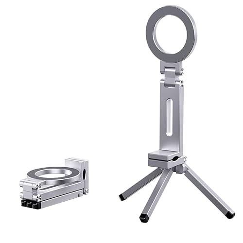 Magnetisches Taschenstativ für MagSafe, faltbarer multifunktionaler Handyhalter, Schreibtischständer, tragbarer Reisefotografieständer, mit universeller Passform mit Metallring (Silber) von Chapter Seven
