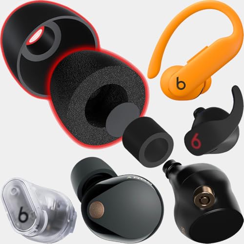 AirFoams Pro Universal-Ohrstöpsel aus Memory-Schaum mit Silikonschutz, patentiert für Sony WF-1000XM4, Beat Fit Pro, Beats Studio Buds, Buds 2 Pro, Jabra, Beats Flex. Ersatz Kickstarter (SML) von CharJenPro