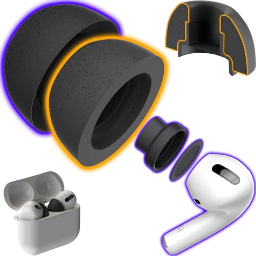 CharJenPro AirFoams Pro Ultra Memory Foam Ohrstöpsel für AirPods Pro 1. & 2. Generation, 5.0, sicher im Ohr, bequem, große Geräuschunterdrückung, Ersatzknospen, 3 Paar (Sortiert S/M/L) von CharJenPro