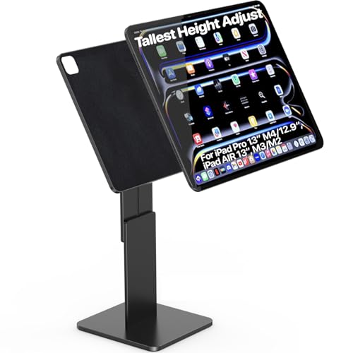 Höchster höhenverstellbarer magnetischer Ständer für iPad Pro 13 Zoll M4, iPad Pro 12,9 Zoll, iPad Air 13 Zoll M3/M2, maximale Höhe 44,5 cm, für iPhone w/MagSafe, Ucable USB-C-Kabel, MagFlott Pro V2 von CharJenPro