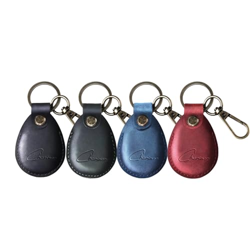 Hülle für Apple AirTag Anhänger, Airtags Schlüsselanhänger aus ECHTEM Leder, Versteckt Hülle für Air Tag[4er Pack-Rot+Schwarz+Blau+Grün2.0] von Charinor