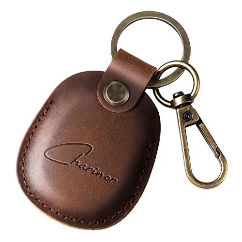 Hülle für Apple AirTag Anhänger, Airtags Schlüsselanhänger aus ECHTEM Leder, Versteckt Hülle für Air Tag(Dunkelbraun) von Charinor
