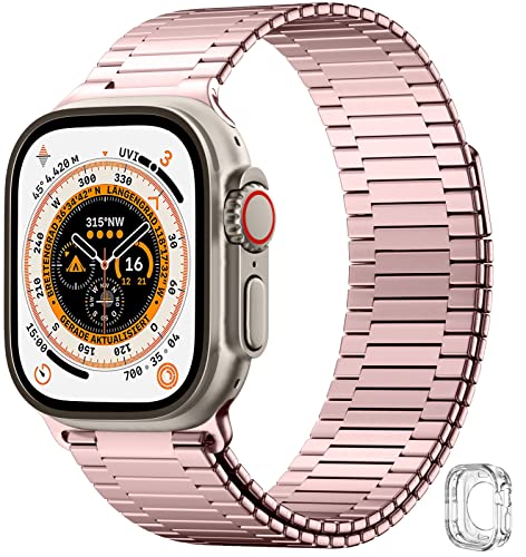 Charlam Ersatzarmband Kompatibel mit Apple Watch Armband 49mm, Magnet Metall Edelstahl Watch Ersatzband mit Hülle für iWatch Ultra, Herren Damen, RoséRosa, Patentiert Charlam Ersatzarmband Kompatibel mit Apple Watch Armband 49mm, Magnet Metall Edelstahl Watch Ersatzband mit Hülle für iWatch Ultra, Herren Damen, RoséRosa, Patentiert von Charlam