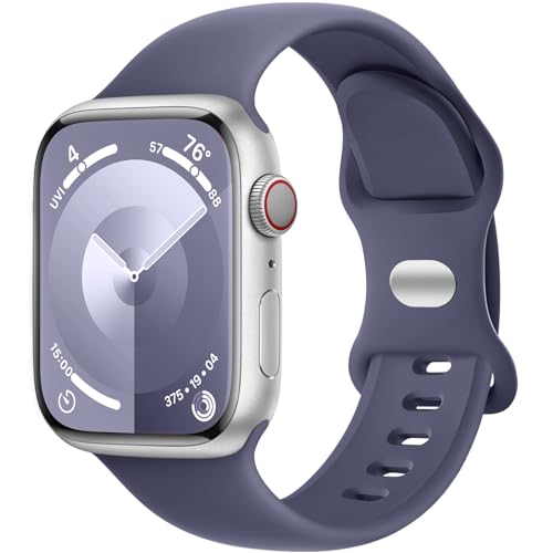 Charlam Kompatibel mit Apple Watch Armband 38mm 40mm 41mm für Damen Männer, Sport Silikon Ersatz Armbänder Kompatibel mit iWatch Armband SE Series 8 7 6 5 4 3 2 1, 38mm/40mm/41mm, Blau Grau von Charlam