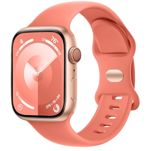 Charlam Kompatibel mit Apple Watch Armband 38mm 40mm 41mm für Damen Männer, Sport Silikon Ersatz Armbänder Kompatibel mit iWatch Armband SE Series 8 7 6 5 4 3 2 1, 38mm/40mm/41mm, Koralle von Charlam