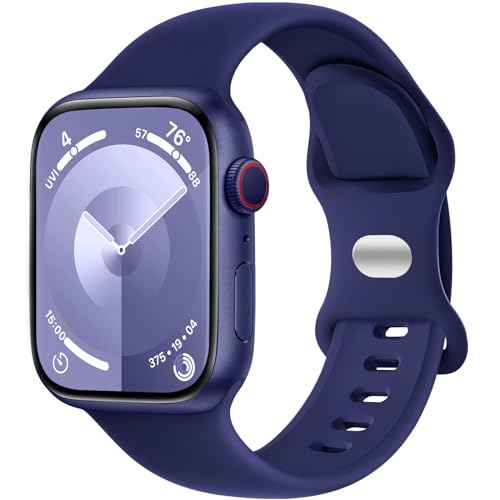 Charlam Kompatibel mit Apple Watch Armband 38mm 40mm 41mm für Damen Männer, Sport Silikon Ersatz Armbänder Kompatibel mit iWatch Armband SE Series 8 7 6 5 4 3 2 1, 38mm/40mm/41mm, Navy Blau von Charlam