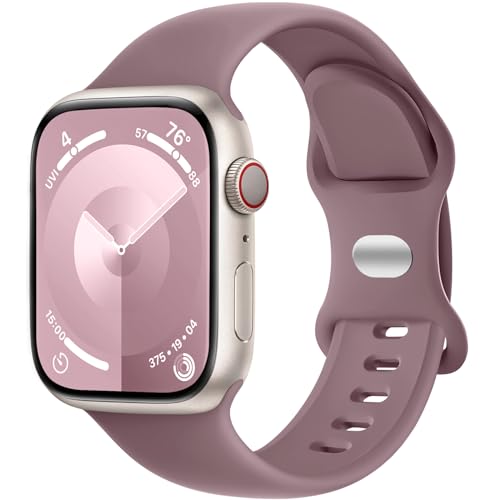 Charlam Kompatibel mit Apple Watch Armband 38mm 40mm 41mm für Damen Männer, Sport Silikon Ersatz Armbänder Kompatibel mit iWatch Armband SE Series 8 7 6 5 4 3 2 1, 38mm/40mm/41mm, RauchViolett von Charlam