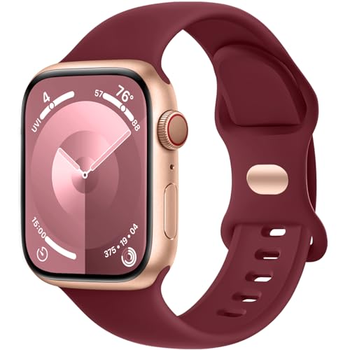 Charlam Kompatibel mit Apple Watch Armband 38mm 40mm 41mm 42mm für Damen Männer, Sport Silikon Ersatz Armbänder Kompatibel mit iWatch Armband SE Series 10 9 8 7 6 5 4 3 2 1, Weinrot Charlam Kompatibel mit Apple Watch Armband 38mm 40mm 41mm 42mm für Damen Männer, Sport Silikon Ersatz Armbänder Kompatibel mit iWatch Armband SE Series 10 9 8 7 6 5 4 3 2 1, Weinrot von Charlam