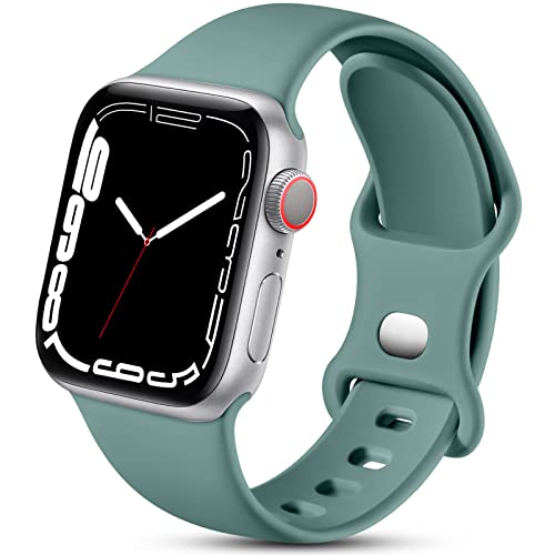 Charlam Kompatibel mit Apple Watch Armband 38mm 40mm 42mm 44mm 41mm 45mm für Damen Männer, Sport Silikon Ersatz Armbänder Kompatibel mit iWatch Armband SE Series 7 6 5 4 3, 38mm/40mm/41mm, Kieferngrün von Charlam