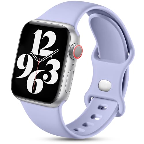 Charlam Kompatibel mit Apple Watch Armband 41mm 40mm 38mm für Damen Männer, Sport Silikon Ersatz Armbänder Kompatibel mit iWatch Armband SE Series 9 8 7 6 5 4 3 2 1, 38mm/40mm/41mm, Hellviolett von Charlam