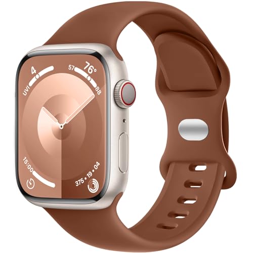 Charlam Kompatibel mit Apple Watch Armband 42mm 44mm 45mm 49mm für Männer Damen, Sport Silikon Ersatz Armbänder Kompatibel mit iWatch Armband SE Series 9 8 7 6 5 4 3 2 1, 42mm/44mm/45mm/49mm, Braun von Charlam