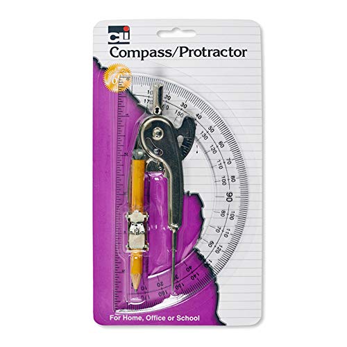 Charles Leonard Kugellager Kompass und 15,2 cm Winkelmesser Combo Set, Metall/transparent, 1 Set/Karte (80960) von Charles Leonard