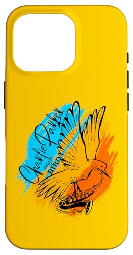 Charlie Parker Mehrfarbiger Vogel mit Saxophon Hülle für iPhone 16 Pro von Charlie Parker