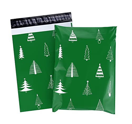 Versandbeutel Weihnachten Grün, 60 Plastik Versandtaschen 300x400mm, Selbstklebend und Blickdicht, Versandtüten aus Plastik für Kleidung und Weihnachten Geschenkbeutel von Charm Foot