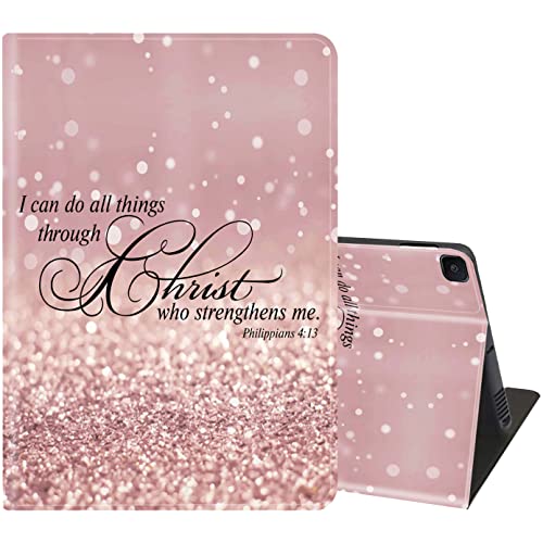 CharmLife Schutzhülle für Galaxy Tab A7 10.4 2020 Slim mit verstellbarem Ständer Abdeckung Auto Wake/Sleep Smart Samsung Zoll SM-T500/T505/T507 Bibelvers Pink Glitter Phil 4-13 (HO-Tab-A7 10.4-004) von CharmLife