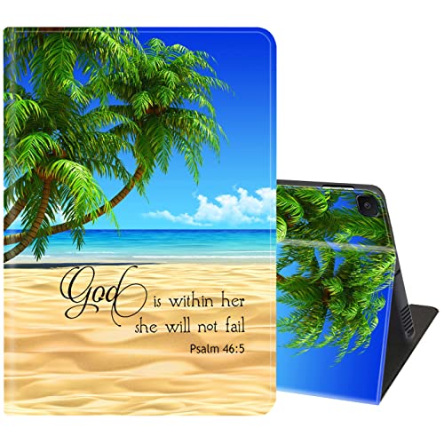 Für Galaxy Tab A7 10.4 Hülle 2020 Slim Case mit verstellbarem Ständer Cover mit Auto Wake/Sleep Smart Cover für Samsung Tab A7 10.4 Zoll SM-T500/T505/T507- Palmen Tropical Beach & Psalm 46-5 von CharmLife