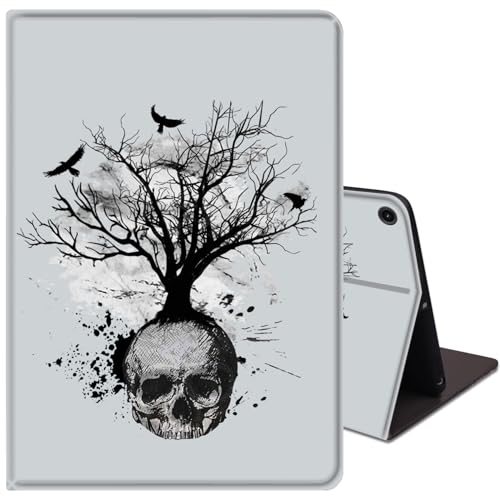 Samsung Galaxy Tab A8 10.5 2022 Slim Case with Adjustable Stand Cover with Auto Wake/Sleep Smart Cover for Samsung Galaxy A8 10.5 Inch (SM-X200/X205/X207) - Black and White Skull Head Tree von CharmLife