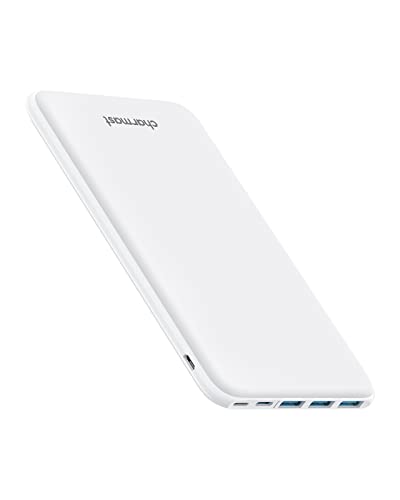 Charmast 26800mAh Powerbank USB C Externer Akku dünne Power Bank Handy Tragbares Ladegerät mit 3 Eingängen 4 Ausgängen kompatibel mit iPhone, Samsung,Huawei,Nintendo Switch,Smartphone,Tablet (Weiß) von Charmast