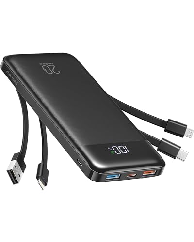 Charmast Power Bank 20.000 mAh mit integrierten Kabeln 22,5 W USB A & 20 W USB C tragbares Ladegerät Schnellladung externer Akku LED Display mit 5 Ausgängen und 4 Eingängen für iPhone Huawei Charmast Power Bank 20.000 mAh mit integrierten Kabeln 22,5 W USB A & 20 W USB C tragbares Ladegerät Schnellladung externer Akku LED Display mit 5 Ausgängen und 4 Eingängen für iPhone Huawei von Charmast
