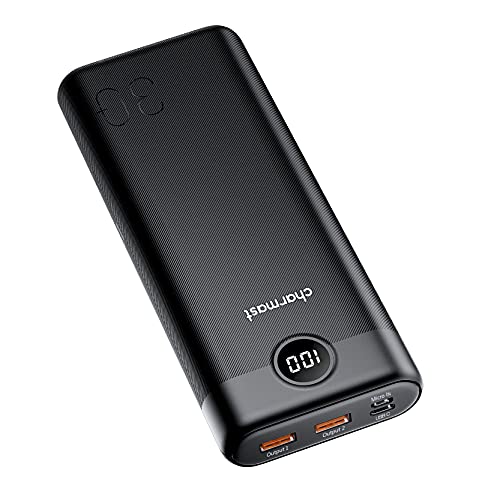 Charmast Powerbank 30000mAh Große Kapazität Externer Akku 20W PD QC 3.0 Power Bank USB C Schnelles Aufladen Quick Charge Tragbares Ladegerät 3 Ausgänge Kompatibel mit iPhone, Samsung, Huawei, iPad von Charmast