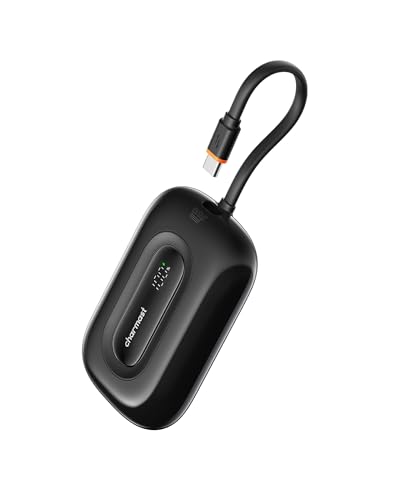 Charmast Power Bank, 10000mAh 20W USB C Powerbank mit Kabel Integriert, Klein Aber Stark Externe Handyakkus mit LED-Display, Kompatibel mit iPhone 16 15 14 13 12 Pro Max Huawei Samsung Tablet von Charmast