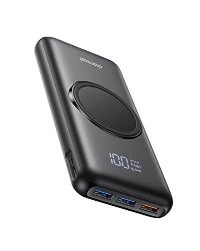 Charmast Wireless Powerbank, 22,5W Power Bank 20000mAh Induktives Laden Kabellose Ladegerät, USB C In&Out Externe Handyakkus mit LED Display Kompatibel mit iPhone 16 15 14 13 12 Pro max Samsung Huawei von Charmast