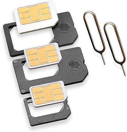 Nano Sim und Micro Sim Adapter KOMPLETT-SET (5er-SET) mit 2x Simnadel Eject Pin, Adapter sind zur Verwendung von NanoSIM und MicroSIM Karten als Micro Sim oder normale Sim Karte für alle Handys im Charmate® Druckverschlussbeutel von Charmate