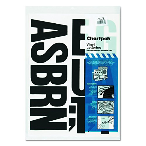 Chartpak, CHA01175, 10,2 cm große Vinyl-Großbuchstaben, 58 Stück, Schwarz Chartpak, CHA01175, 10,2 cm große Vinyl-Großbuchstaben, 58 Stück, Schwarz von Chartpak