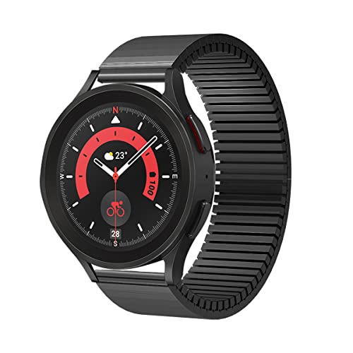 Gear S3 Armbänder, Edelstahl, dehnbar, 22 mm, für Samsung Classic/Frontie Gear S3 Galaxy Watch 46 mm, Edelstahl, elastisches Uhrenarmband, 2 R380 R381 R382 Smartwatch, Metallband, 20mm, schwarz von ChasBete