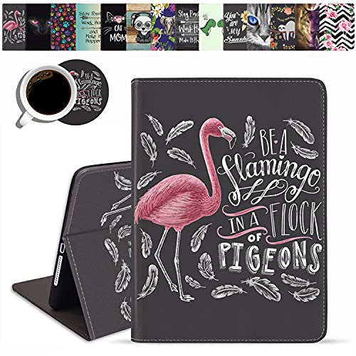 iPad 9.7 2018/2017 Hülle, inspirierendes Zitat "Be a Flamingo in a Flock Tauben", Lederhülle, automatische Wake/Sleep-Funktion, Smart Case für Apple iPad 6. / 5. Generation (mit Untersetzern) von Chatham