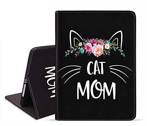 verstellbare Folio-Smart-Cover-Ständer, stoßfeste TPU-Hülle mit automatischer Sleep/Wake-Funktion für Apple iPad 6. / 5. Generation – Katze Mama mit Blumenmuster (mit Untersetzern) von Chatham