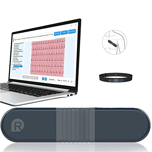 CheckMe 24 Stunden EKG Gerät mit AI-EKG Analyse für Zuhause, Brustgurt EKG Messgerät Langzeitmessung für PC Software, EKG-Wellenform PDF-Druck von CheckMe