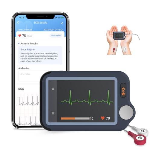 CheckMe EKG Gerät für Zuhause Deutsch, 30s/60s/5min Multi-Messung Langzeit-EKG-Monitor, Bluetooth Smartphone App, Dual-User-Unterstützung, Mobiles EKG Gerät für PC-Software und Mac App von CheckMe