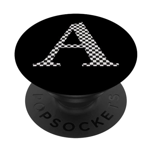 Buchstabe A Monogramm Initiale schwarz-weiß kariert PopSockets Klebender PopGrip Buchstabe A Monogramm Initiale schwarz-weiß kariert PopSockets Klebender PopGrip von Checkerboard Designs