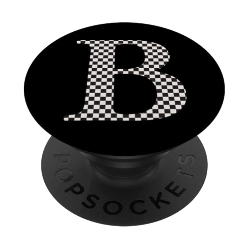 Buchstabe B Monogramm Initiale schwarz-weiß kariert PopSockets Klebender PopGrip Buchstabe B Monogramm Initiale schwarz-weiß kariert PopSockets Klebender PopGrip von Checkerboard Designs