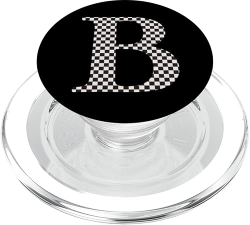Buchstabe B Monogramm Initiale schwarz-weiß kariert PopSockets PopGrip für MagSafe Buchstabe B Monogramm Initiale schwarz-weiß kariert PopSockets PopGrip für MagSafe von Checkerboard Designs