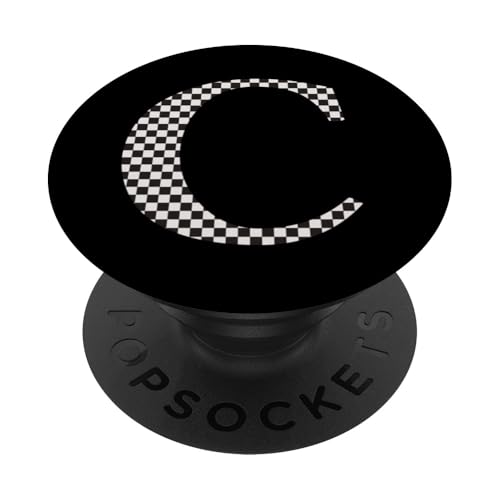 Buchstabe C Monogramm Initiale schwarz-weiß kariert PopSockets Klebender PopGrip Buchstabe C Monogramm Initiale schwarz-weiß kariert PopSockets Klebender PopGrip von Checkerboard Designs