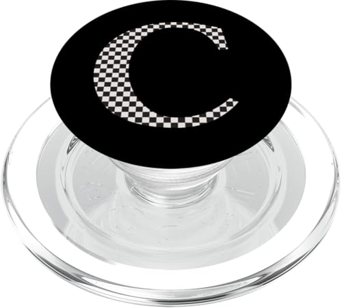 Buchstabe C Monogramm Initiale schwarz-weiß kariert PopSockets PopGrip für MagSafe Buchstabe C Monogramm Initiale schwarz-weiß kariert PopSockets PopGrip für MagSafe von Checkerboard Designs
