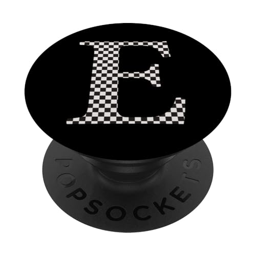 Buchstabe E Monogramm Initiale schwarz-weiß kariert PopSockets Klebender PopGrip Buchstabe E Monogramm Initiale schwarz-weiß kariert PopSockets Klebender PopGrip von Checkerboard Designs