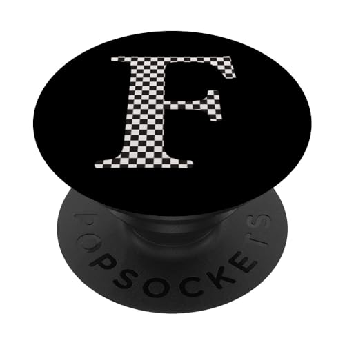 Buchstabe F Monogramm Initiale schwarz-weiß kariert PopSockets Klebender PopGrip Buchstabe F Monogramm Initiale schwarz-weiß kariert PopSockets Klebender PopGrip von Checkerboard Designs