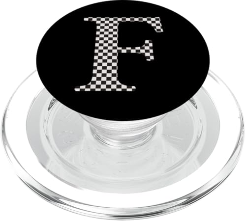 Buchstabe F Monogramm Initiale schwarz-weiß kariert PopSockets PopGrip für MagSafe Buchstabe F Monogramm Initiale schwarz-weiß kariert PopSockets PopGrip für MagSafe von Checkerboard Designs
